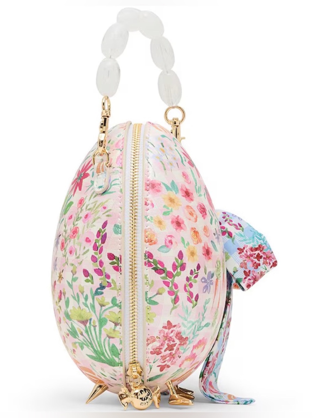 Betsey Johnson The Plot Chickens Floral Egg-Top Handle/crossbody floral Pastels - Picture 4 of 7